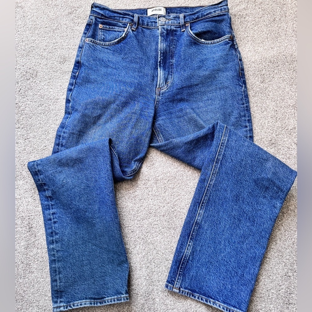 Women’s Agolde High Rise Premium Denim Jeans Stovepipe Size 28x28 Straight Leg